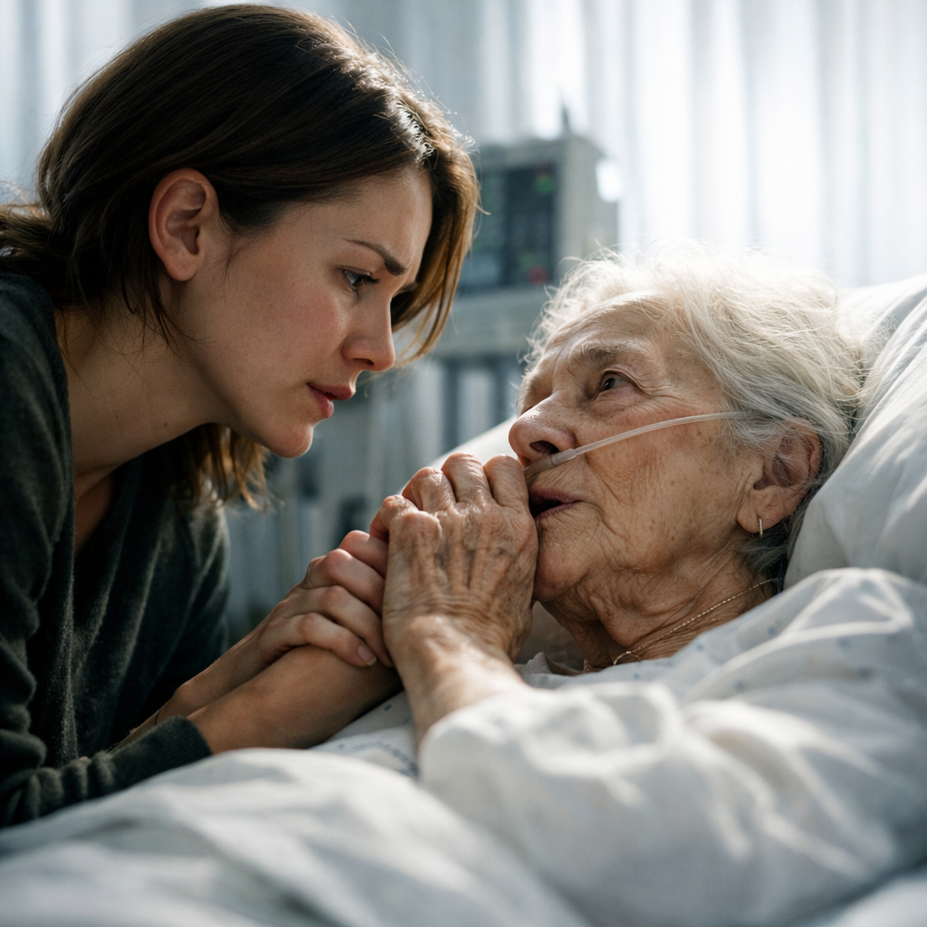 Me dejaron con su madre, que estaba en coma, pero cuando se fueron, ella abrió los ojos y susurró…