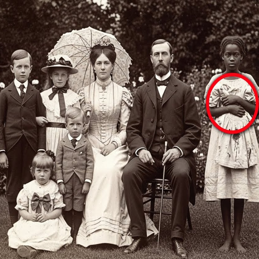 Nadie notó a la niña esclava en el retrato, hasta que un zoom reveló lo que cargaba