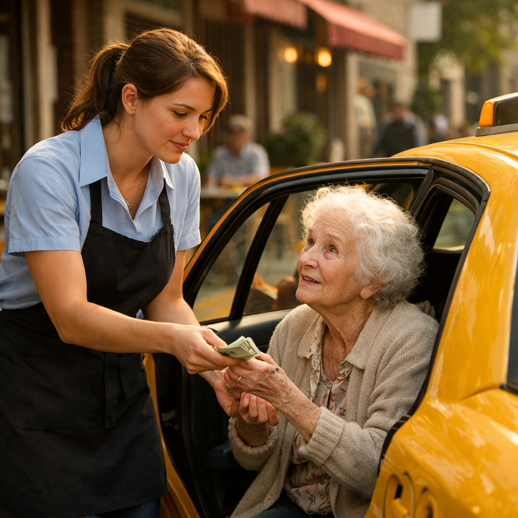 La Mesera Pagó Un Taxi A Una Anciana… 1 Hora Después Quedó En Shock Cuando El Millonario La Llamó…
