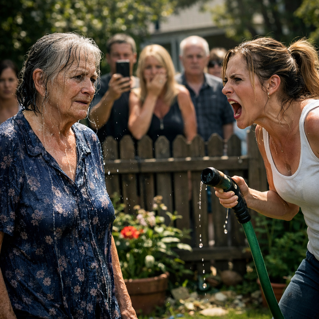 Estaba En El Jardín, Mi Nuera Gritó: “¡Vieja Inútil!” Y Tiró Agua Sobre Mí, Los Vecinos Vieron Y…