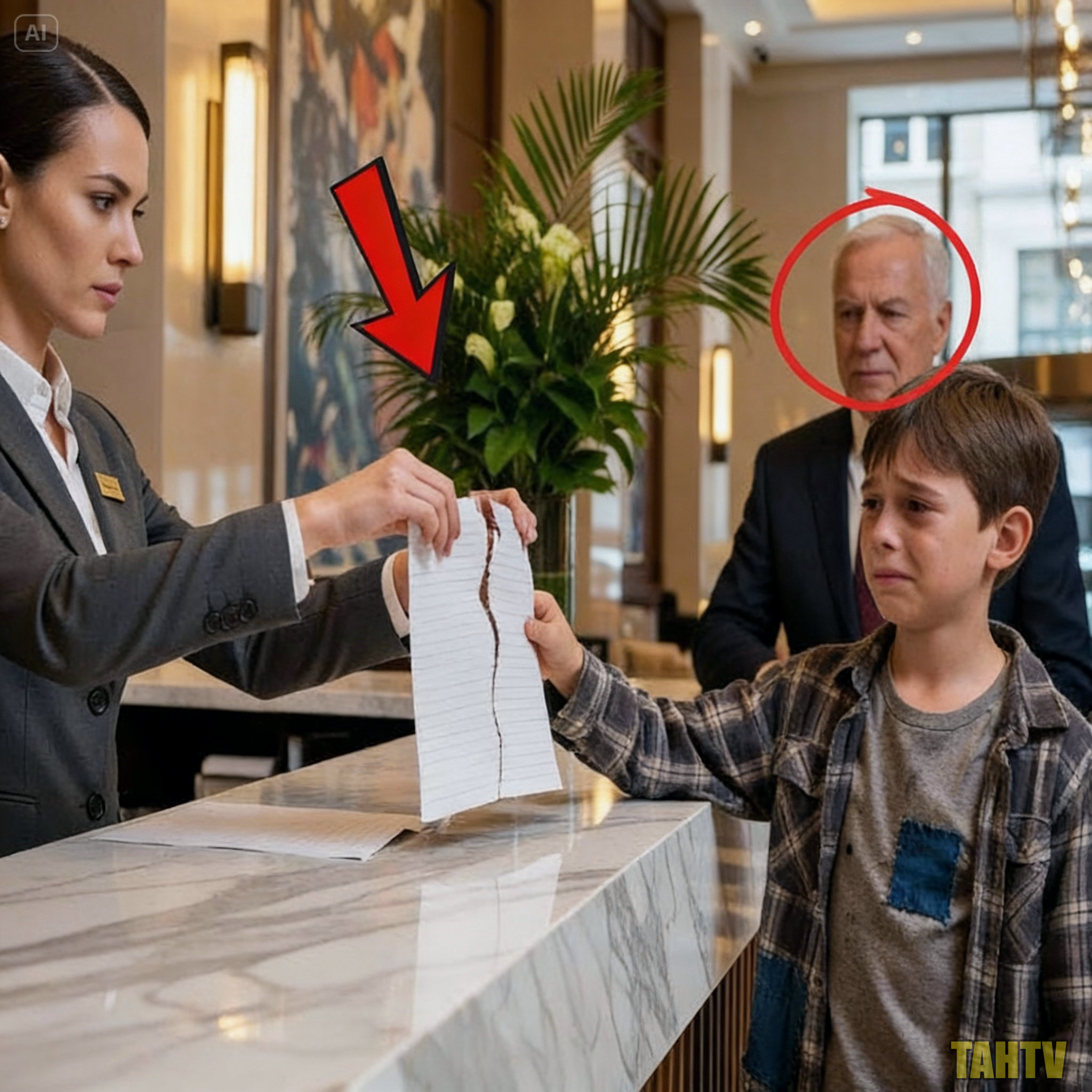 LA GERENTE ROMPIÓ EL BILLETE DEL NIÑO POBRE… SIN SABER QUE EL DUEÑO LO VIO TODO