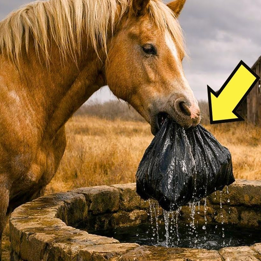 El caballo bebía del pozo… hasta sacar algo que cambiaría la vida de su dueño…