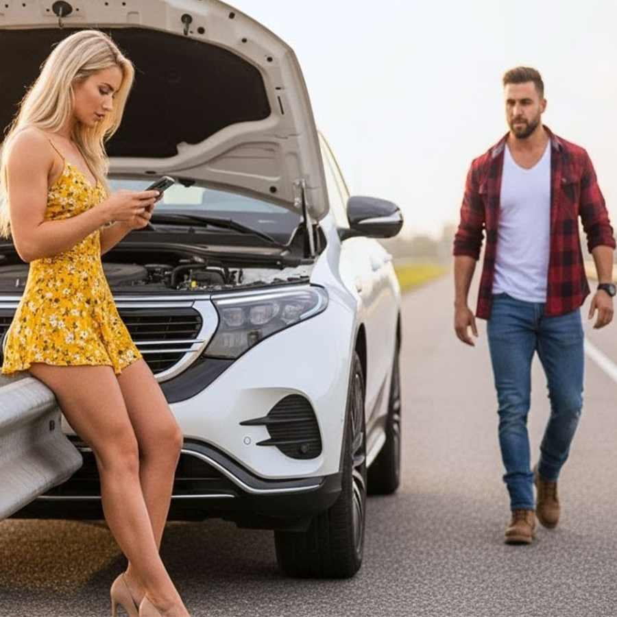 Padre soltero auxilia a mujer en víspera de navidad con auto varado… sin saber que era millonaria…