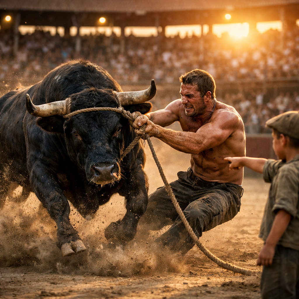 Todos pensaron que el niño era un mendigo… él fue quien dominó al toro y ganó 1 millón de dólares…