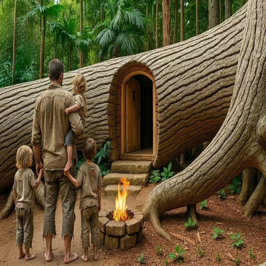 El padre viudo halló con sus hijos una casa en un tronco gigante, pero algo allí cambió su destino…