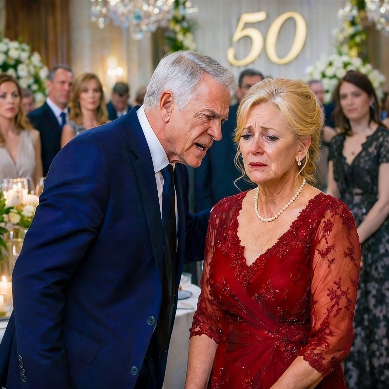 “NUNCA TE AMÉ EN 50 AÑOS” — LA HUMILLA EN SUS BODAS DE ORO… Y ELLA ROMPE EN LLANTO ANTE TODOS…