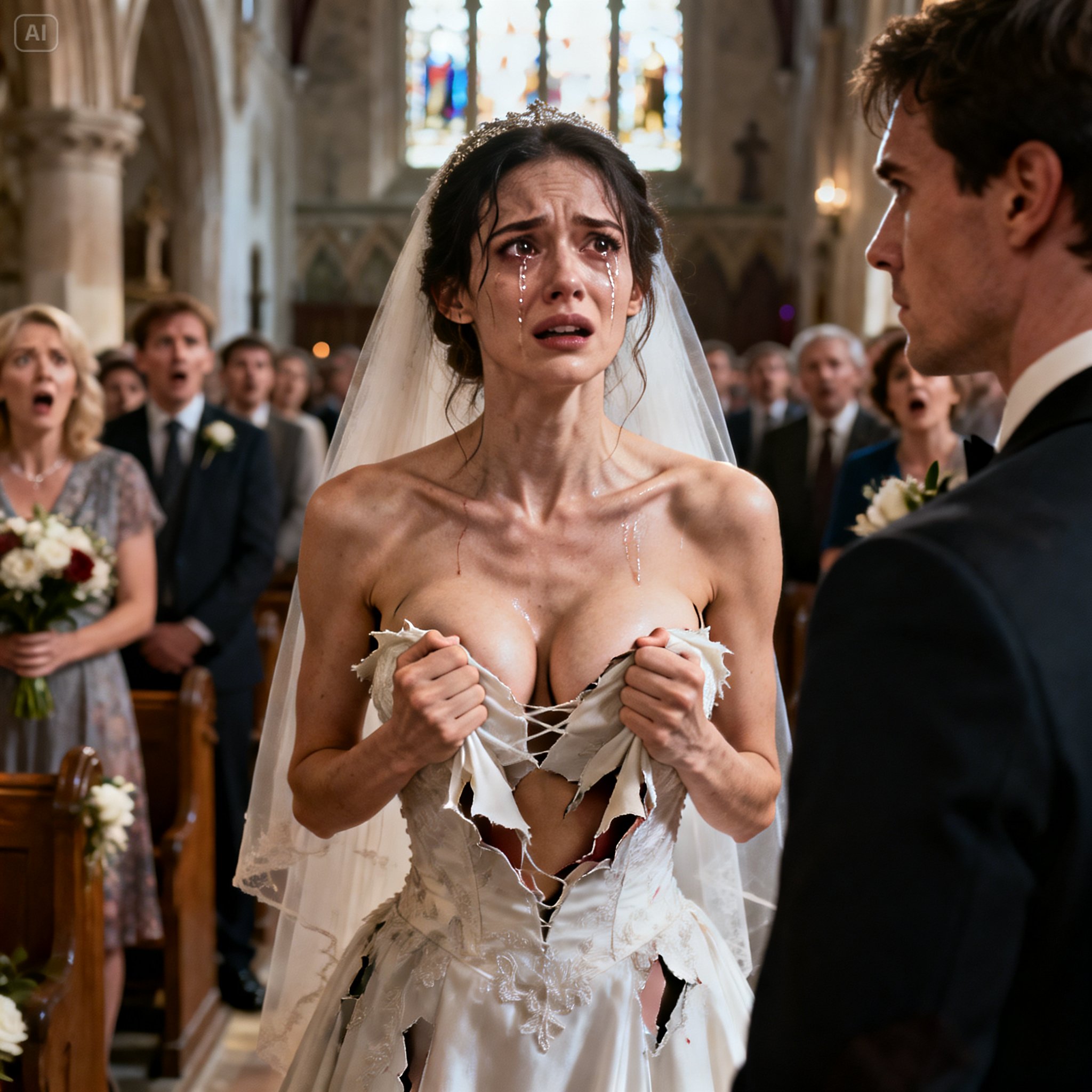 Novio rasgó su vestido el día de la boda — Un millonario entró a la iglesia y dejó a todos sin pal…