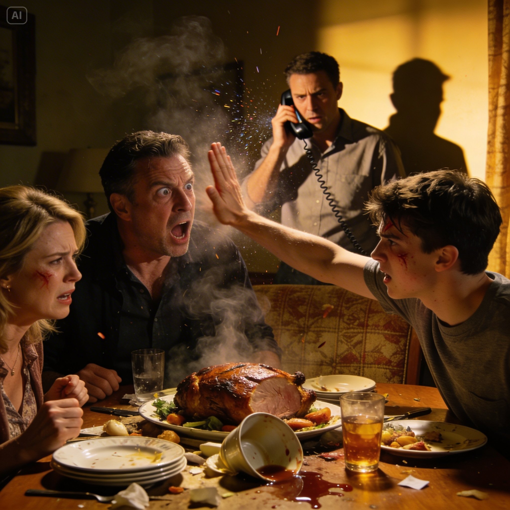 En la cena, mi hijo golpeó a su madre — hice una llamada y su expresión cambió al instante…