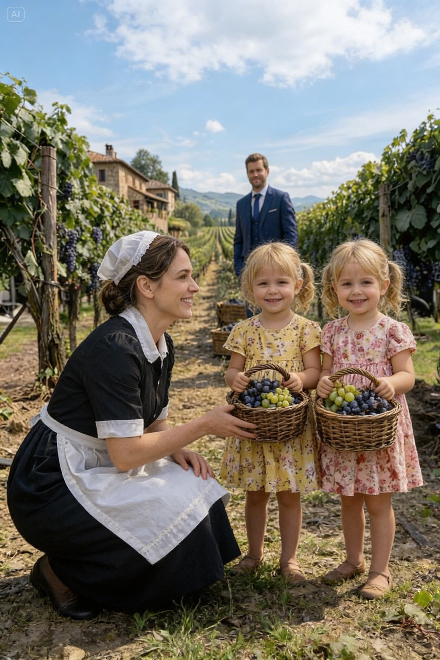 LAS HIJAS DEL EMPRESARIO VIUDO NO SALÍAN HACE 3 AÑOS… HASTA QUE LA EMPLEADA LAS LLEVÓ A LA VIÑA…