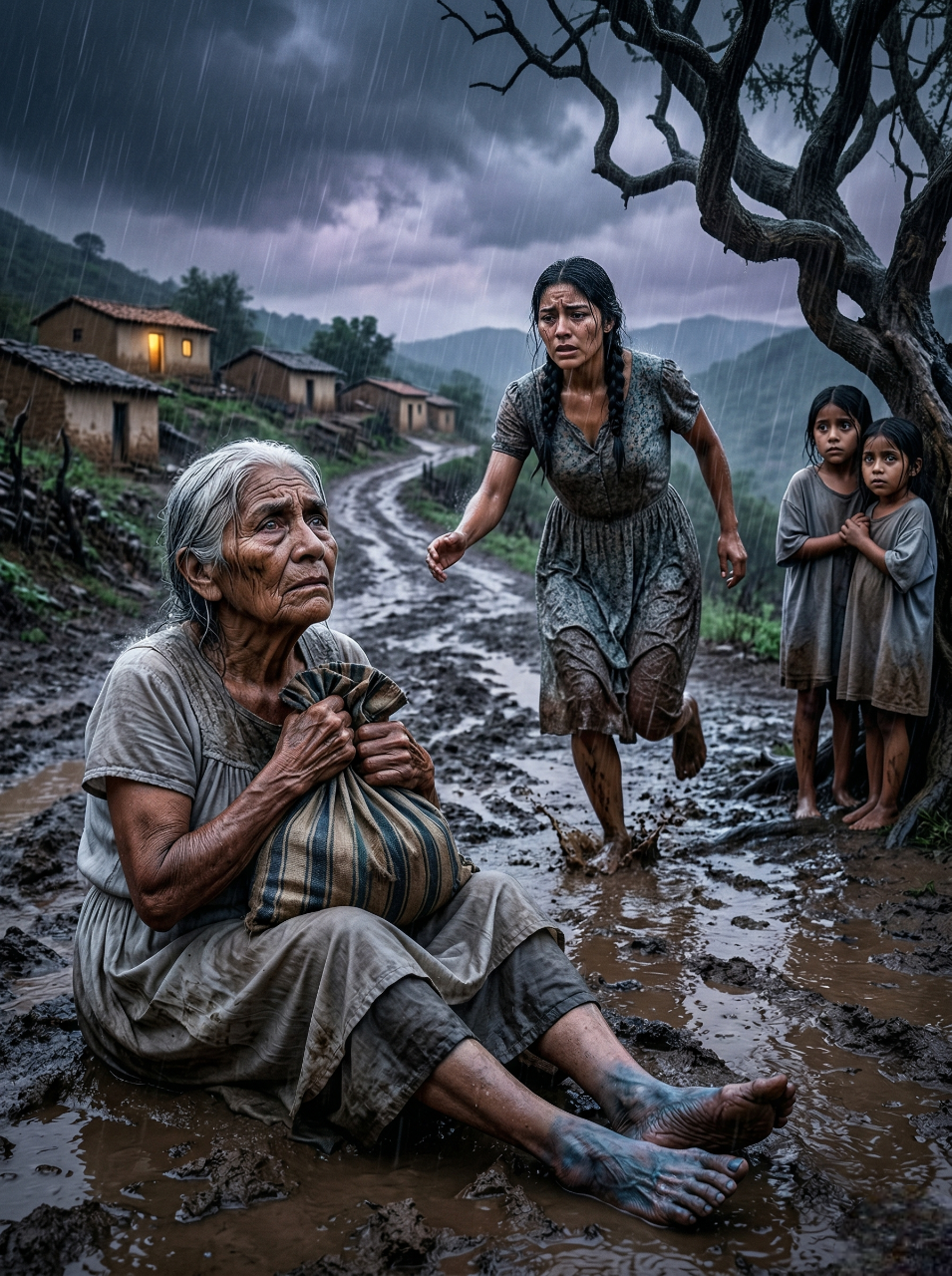 ¡Sus propios hijos la dejaron bajo la lluvia como si fuera un estorbo, pero la viuda más pobre del pueblo abrió su puerta sin imaginar que aquella anciana temblando abrazaba una bolsa capaz de cambiarlo todo! Entre deudas, traiciones, hambre, papeles escondidos y una verdad que llevaba años esperando salir, esta historia mexicana de dolor, dignidad y segundas familias te va a romper el alma antes de volver a unirla, porque a veces el mayor milagro no llega del cielo: llega cuando alguien decide cruzar el camino por ti…