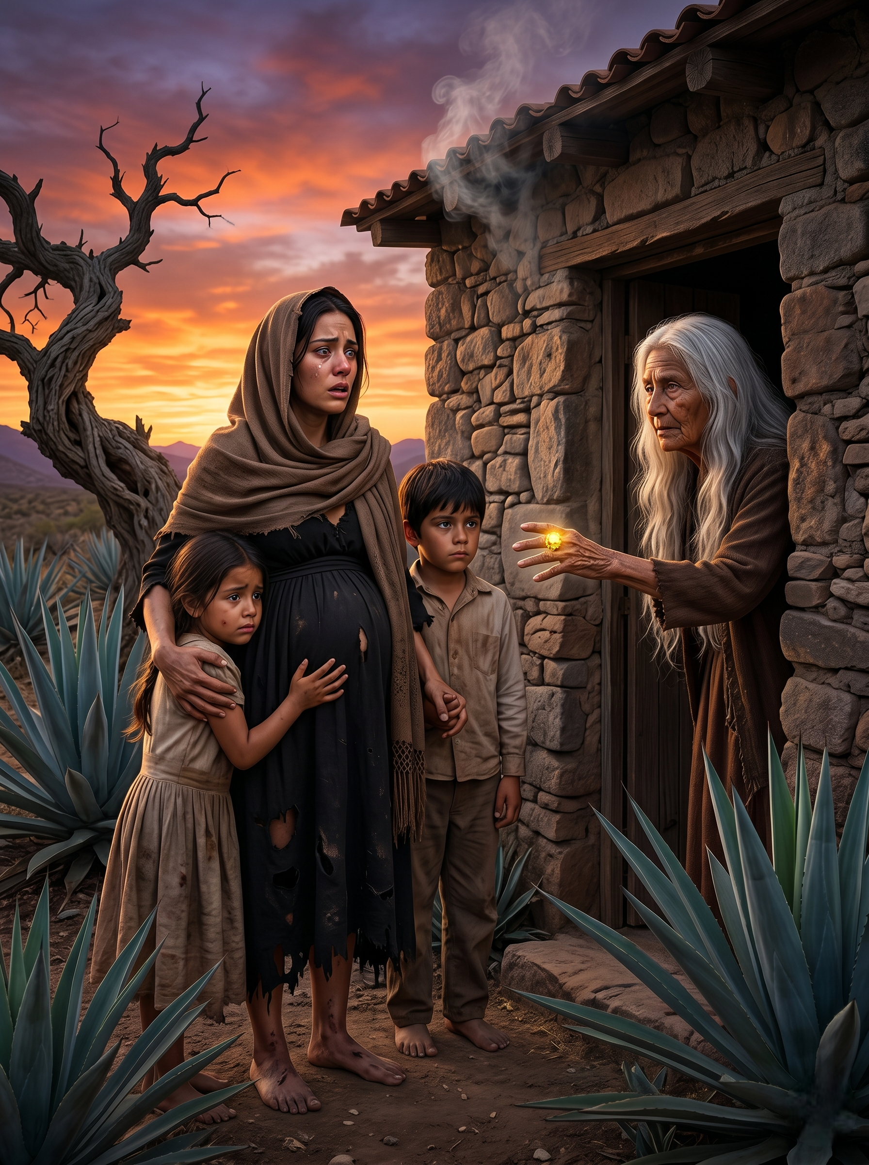 La Expulsaron Embarazada Con Sus Dos Hijos Y Todo El Pueblo Le Cerró Las Puertas, Pero Al Caer La Noche Una Anciana Le Mostró El Anillo Enterrado De Su Marido Y Le Reveló La Verdad Que La Sierra Había Escondido…