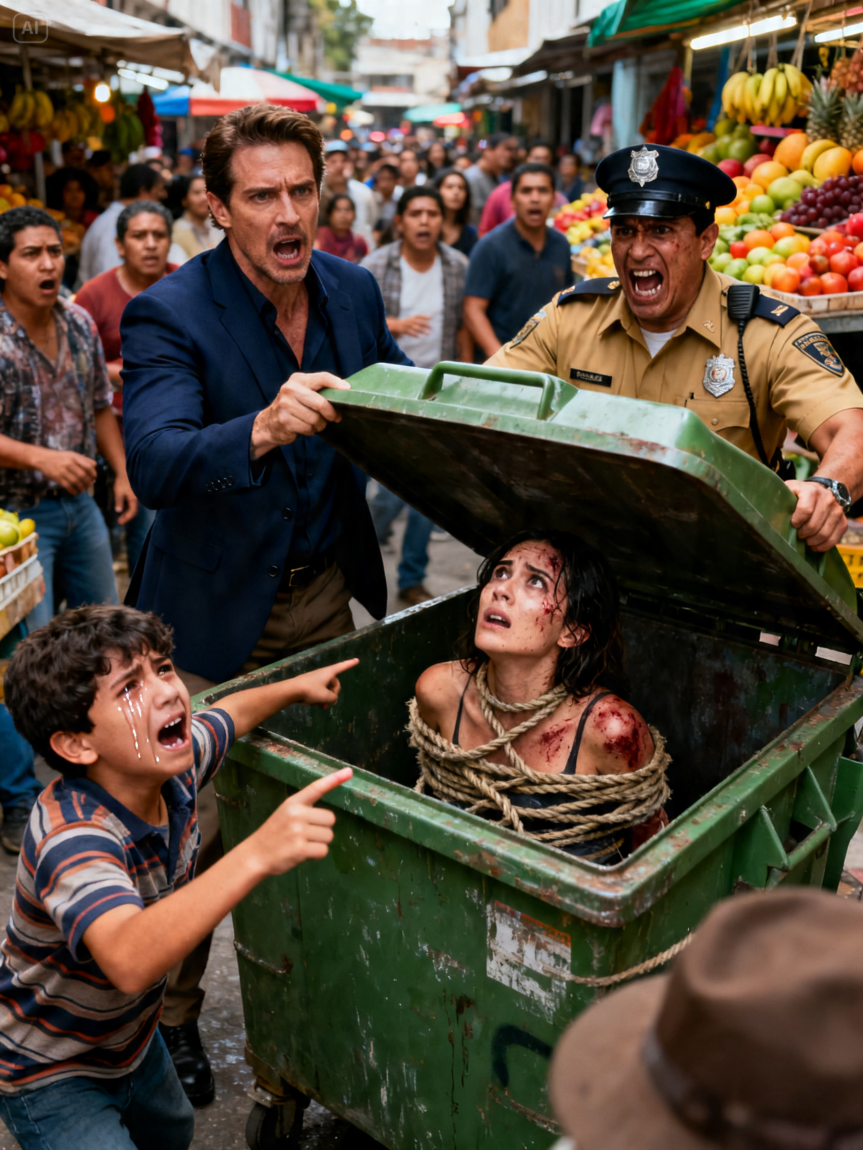 Mi hijo juraba que su madre estaba atrapada entre la basura y nadie le creyó, nadie vino a ayudarlo. En un mercado caótico de la Ciudad de México, un niño de siete años con la cara manchada y los labios partidos sostenía un oso viejo mientras gritaba que su mamá respiraba dentro de un contenedor oxidado. La gente pasaba indiferente, los policías se burlaban, y un empresario adinerado que iba a su junta se cruzó con él. Nadie imaginaba que esa noche se jugaría la vida de la mujer y que Mateo guardaba la única esperanza de salvarla. Nadie podía prever lo que iba a suceder.