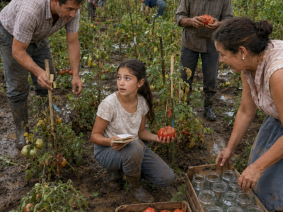 TODOS SE RIERON CUANDO UNA NIÑA DE 12 AÑOS EMPEZÓ A CRIAR TOMATES DESDE SEMILLA EN VEZ DE COMPRAR PLANTONES… HASTA QUE UN VERANO DE LLUVIA ARRUINÓ LAS HUERTAS DEL PUEBLO Y SU MADRE TUVO QUE PEDIRLE TARROS PARA GUARDAR LA COSECHA