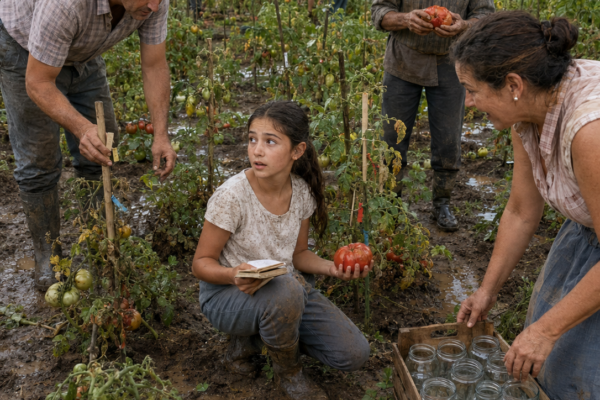 TODOS SE RIERON CUANDO UNA NIÑA DE 12 AÑOS EMPEZÓ A CRIAR TOMATES DESDE SEMILLA EN VEZ DE COMPRAR PLANTONES… HASTA QUE UN VERANO DE LLUVIA ARRUINÓ LAS HUERTAS DEL PUEBLO Y SU MADRE TUVO QUE PEDIRLE TARROS PARA GUARDAR LA COSECHA