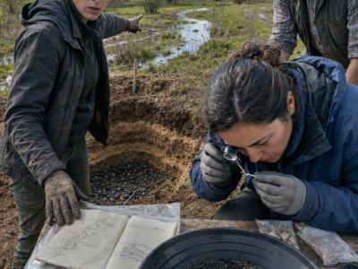 PAGÓ 3.200 EUROS POR 14 HECTÁREAS DE BARRO QUE SE INUNDABAN CADA PRIMAVERA… HASTA QUE UNA GEÓLOGA LAVÓ UNA MUESTRA DEL ANTIGUO CAUCE Y PREGUNTÓ: «¿SABES QUÉ ES ESTO?»