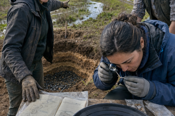 PAGÓ 3.200 EUROS POR 14 HECTÁREAS DE BARRO QUE SE INUNDABAN CADA PRIMAVERA… HASTA QUE UNA GEÓLOGA LAVÓ UNA MUESTRA DEL ANTIGUO CAUCE Y PREGUNTÓ: «¿SABES QUÉ ES ESTO?»