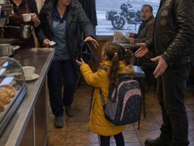 «SEÑOR, ¿PUEDE FINGIR QUE ES MI PAPÁ SOLO CINCO MINUTOS?»… LA NIÑA SE LO PIDIÓ AL MOTORISTA MÁS INTIMIDANTE DEL BAR, PERO CUANDO SU MADRE SALIÓ DEL BAÑO Y DESCUBRIÓ POR QUÉ, NADIE VOLVIÓ A MIRARLO IGUAL