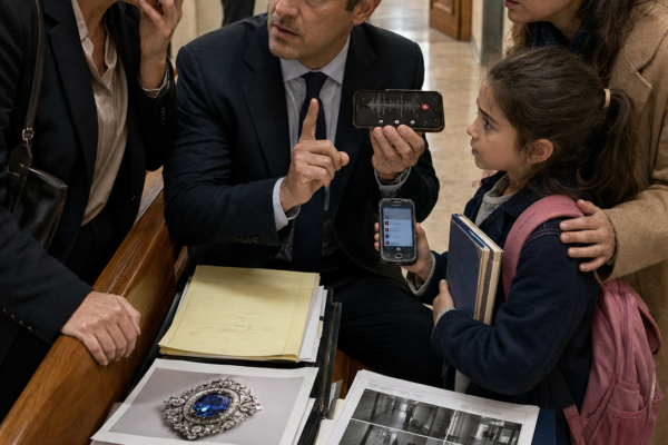 TODOS CREÍAN QUE LA EMPLEADA HABÍA ROBADO EL BROCHE DE 180.000 EUROS DE LA FAMILIA… HASTA QUE SU HIJA DE NUEVE AÑOS MARCÓ UN NÚMERO DURANTE EL RECESO Y UNA MUJER DIJO: «YO VI QUIÉN CAMBIÓ LA JOYA»
