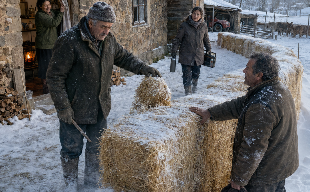 TODOS SE RIERON CUANDO RODEÓ LA CASA CON 84 PACAS DE PAJA ANTES DEL INVIERNO… PERO CUANDO EL TEMPORAL CORTÓ LA LUZ DURANTE TRES NOCHES Y EL VIENTO BAJÓ DE −15 °C, LOS VECINOS ENTENDIERON POR QUÉ HABÍA DEJADO AQUEL «MURO RIDÍCULO» FRENTE A LA FACHADA