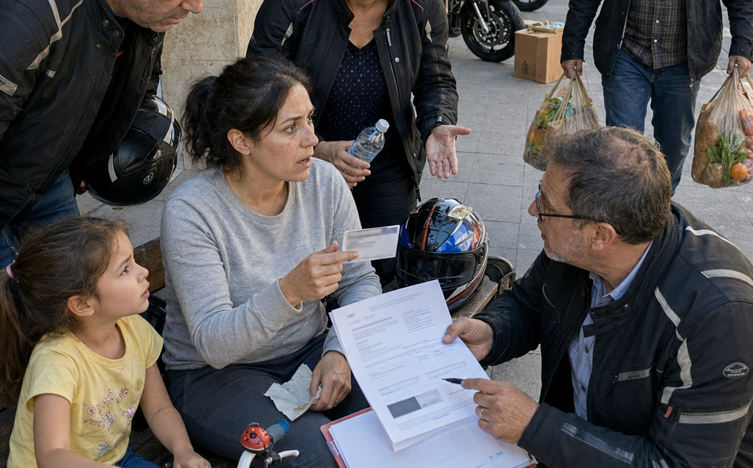 «CÓMPREME LA BICI, SEÑOR… MAMÁ LLEVA DOS DÍAS SIN CENAR», DIJO LA NIÑA A CUATRO MOTORISTAS… PERO CUANDO UNO MIRÓ LOS PAPELES DEL DESPIDO, DESCUBRIÓ QUE SU FINIQUITO FIGURABA PAGADO EN UNA CUENTA QUE NUNCA HABÍA SIDO SUYA