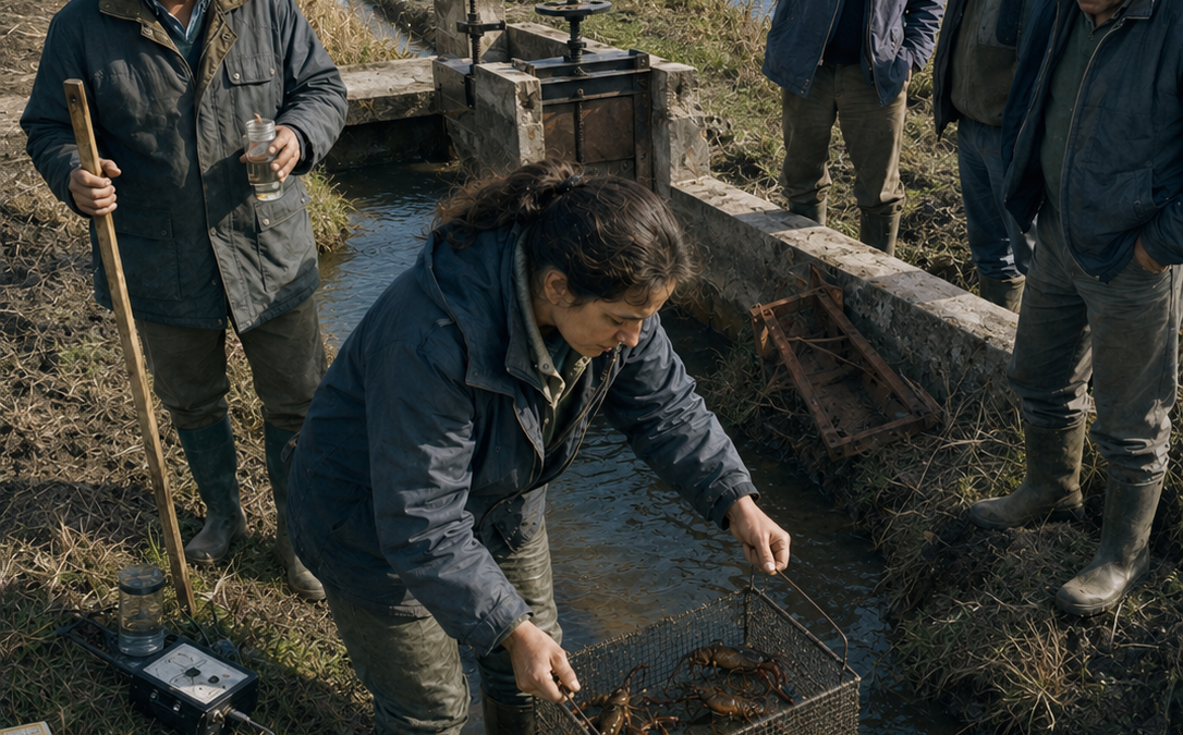 TODOS SE RIERON CUANDO ELLA GASTÓ SUS ÚLTIMOS AHORROS EN UNA FINCA DE ARROZ CON UNA BALSA SECA… PERO CUANDO EMPEZÓ A SACAR CANGREJOS DE LOS CANALES EN PLENO INVIERNO, LOS VECINOS ENTENDIERON QUE NUNCA HABÍA COMPRADO AQUEL TERRENO PARA VIVIR DE UNA SOLA COSECHA