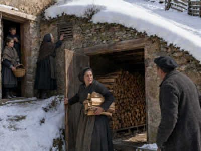 TODOS DECÍAN QUE LA VIUDA LLEGARÍA A FEBRERO SIN LEÑA PORQUE EN SU CASA NO HABÍA NI UN SOLO MONTÓN… HASTA QUE LA GRAN NEVADA TAPÓ LOS CAMINOS Y DESCUBRIERON LOS DIECIOCHO METROS CÚBICOS QUE HABÍA SECADO DENTRO DE LA LADERA DESDE AGOSTO