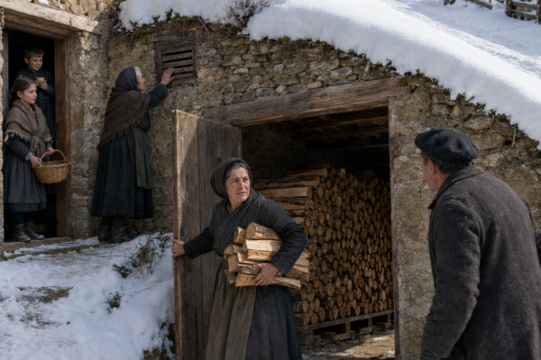 TODOS DECÍAN QUE LA VIUDA LLEGARÍA A FEBRERO SIN LEÑA PORQUE EN SU CASA NO HABÍA NI UN SOLO MONTÓN… HASTA QUE LA GRAN NEVADA TAPÓ LOS CAMINOS Y DESCUBRIERON LOS DIECIOCHO METROS CÚBICOS QUE HABÍA SECADO DENTRO DE LA LADERA DESDE AGOSTO