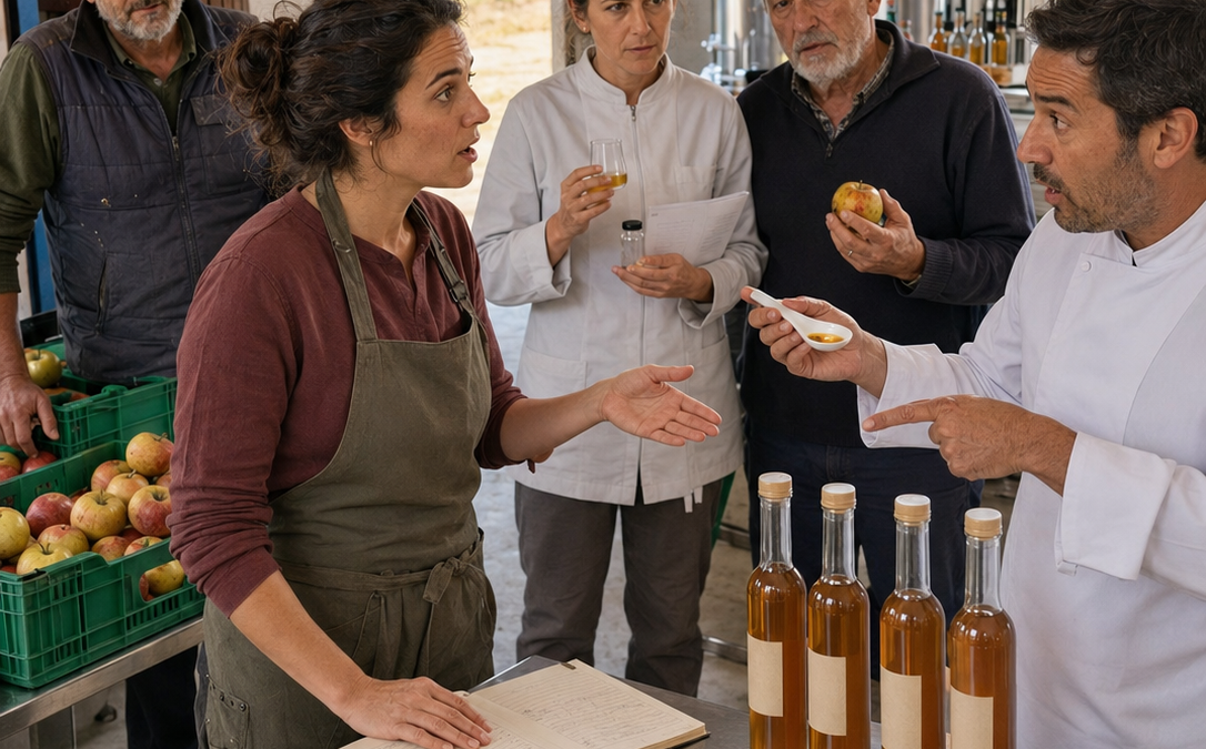 LA COOPERATIVA LE DEJÓ 14 TONELADAS DE MANZANAS QUE NADIE QUERÍA VENDER… LOS VECINOS PENSARON QUE IBA A LLENAR LA FINCA DE PODREDUMBRE, HASTA QUE UN CHEF DE BARCELONA PROBÓ UNA CUCHARADA Y PREGUNTÓ: «¿CUÁNTAS BOTELLAS PUEDES HACERME?»