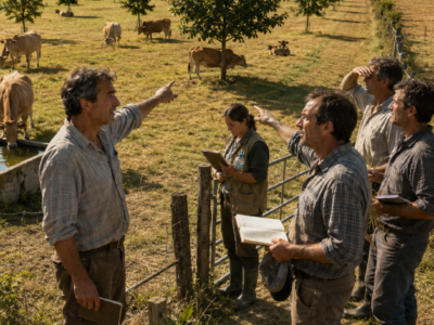 TODOS SE RIERON CUANDO PLANTÓ 486 CASTAÑOS EN MEDIO DE SUS PRADOS Y DIJERON QUE ESTABA «QUITÁNDOLE COMIDA A LAS VACAS»… SEIS VERANOS DESPUÉS, DURANTE LA OLA DE CALOR DE 2003, LOS MISMOS VECINOS FUERON A MIRAR POR QUÉ SU GANADO SEGUÍA PASTANDO A LAS CINCO DE LA TARDE PARTE 1 La primera persona que dijo que Manuel Castaño estaba arruinando una buena pradera fue su propio hermano. —Plantas árboles donde deberían comer las vacas. Manuel no levantó la cabeza. Seguía midiendo. Veintidós metros. Clavó una estaca. Volvió a caminar. Era febrero de 1997. Interior de Lugo. Una explotación familiar de algo menos de cuarenta y siete hectáreas. Treinta y cuatro vacas de carne. Principalmente cruces de Rubia Gallega y algunas madres más rústicas que Manuel llevaba años seleccionando por: facilidad de parto, patas, capacidad para aprovechar pasto. Tenía cuarenta y dos años. Su esposa, Carmen, cuarenta. Una hija: Iria, catorce. Un hijo: Xoán, diez. La finca principal se llamaba A Veiga Longa. Un conjunto de prados ligeramente ondulados, con bastante lluvia la mayor parte del año pero veranos que podían dejar varias semanas de hierba parada. El padre de Manuel había hecho exactamente lo contrario a lo que él estaba haciendo. Había eliminado árboles. Sauces. Robles jóvenes. Castaños dispersos. Todo lo que: dificultaba segar, ocupaba superficie, sombreaba hierba, entorpecía el tractor. Durante los años setenta aquello tenía sentido. La prioridad era abrir. Mecanizar. Producir más forraje. Manuel no despreciaba esa decisión. Pero después de veinte años manejando ganado había empezado a observar otro problema. En julio y agosto: las vacas se concentraban bajo los pocos árboles que quedaban. No veinte minutos. Horas. En días calurosos dejaban de pastar durante buena parte de la tarde. Se amontonaban junto a: setos, paredes, una pequeña nave, cualquier sombra. El resultado no era solamente comportamiento. Al concentrarse: pisoteaban, embarraban puntos concretos, acumulaban estiércol, castigaban raíces de los cuatro árboles supervivientes. Un verano especialmente caluroso en 1995 le hizo empezar a tomar notas. No científicas. Temperatura del aire. Hora. Dónde estaban las vacas. Cuándo volvían a pastar. El 18 de julio escribió: “16:20. TODAS BAJO DOS ROBLES.” “18:05. SALEN.” Otro día: “PRADO NORTE SIN SOMBRA. SE JUNTAN EN CIERRE.” Un técnico de extensión agraria llamado Pablo Varela revisó el cuaderno. —¿Qué quieres demostrar? —Nada. Quiero saber si estoy perdiendo horas de pastoreo por calor. —Probablemente en algunos días sí. —Entonces quiero sombra distribuida. Pablo respondió: —¿Con árboles? —Sí. —¿Cuántos? —Todavía no sé. El primer borrador de Manuel tenía: casi novecientos. Pablo tachó la cifra. —Esto no es una plantación forestal. Si quieres mantener pasto, necesitas pensar: distancia, orientación, copa futura, raíces, maquinaria. Después consultaron a una ingeniera forestal: Elena Souto. Treinta y seis años. Elena miró la finca. —¿Qué especie? Manuel respondió: —Castaño. —¿Por qué? —Está adaptado aquí. Da sombra. Madera. Puede dar fruto. Elena asintió, pero corrigió: —Puede. No vamos a contar tres ingresos futuros antes de que sobreviva el primer verano. También había que considerar: tinta del castaño, chancro, material vegetal, drenaje. No cualquier zona servía. Eligieron principalmente terrenos: bien drenados, con profundidad suficiente, sin encharcamiento persistente. Diseño: calles amplias. Distancias variables según sector. Árboles suficientemente separados para conservar: entrada de luz, paso de maquinaria, superficie herbácea. Número final:   No todos en una sola parcela. Repartidos en varios prados. El hermano de Manuel, Ramón, llegó cuando estaban marcando. —¿Cuánto te cuestan? Manuel dijo la cifra aproximada. Árboles. Protectores. Tutores. Mano de obra. Ramón silbó. —Y además pierdes hierba. —Algo. —¿Cuánta? —Todavía no sé. —Gran plan. Carmen también estaba preocupada. No por árboles. Por dinero. —Tenemos el préstamo del establo. —Lo sé. —Y quieres gastar ahora en algo que quizá produzca madera cuando tengamos setenta años. —No los planto solo por madera. —¿Entonces? —Sombra. —Tenemos árboles en las lindes. —No suficiente. Carmen miró los planos. —¿Cuánto tiempo quieres probar? Manuel respondió: —Seis años antes de juzgar demasiado pronto. Ella rio. —Qué práctico. Para entonces ya habrás tenido seis años para inventar otra excusa. Plantaron. 486 castaños jóvenes. Menos de metro y medio. Desde lejos parecían: palos con tubo protector. En el bar alguien preguntó: —¿Manuel ahora cría árboles o vacas? Otro respondió: —Ninguna de las dos bien. Manuel lo escuchó. No discutió. El primer verano murieron setenta y tres. Y durante varias semanas pareció que los vecinos habían tenido razón.